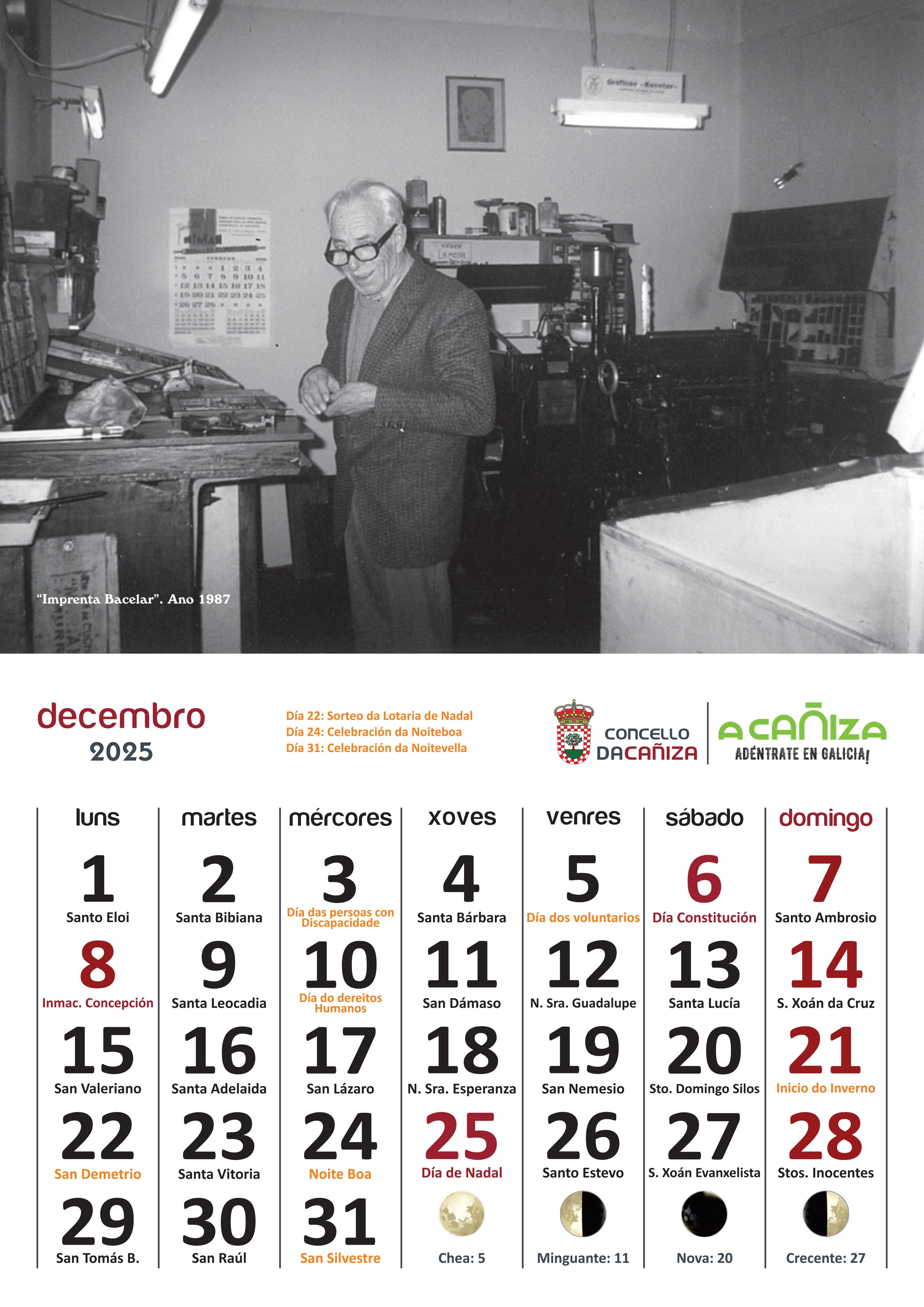 Presentamos o Calendario 2025 do Concello da Cañiza