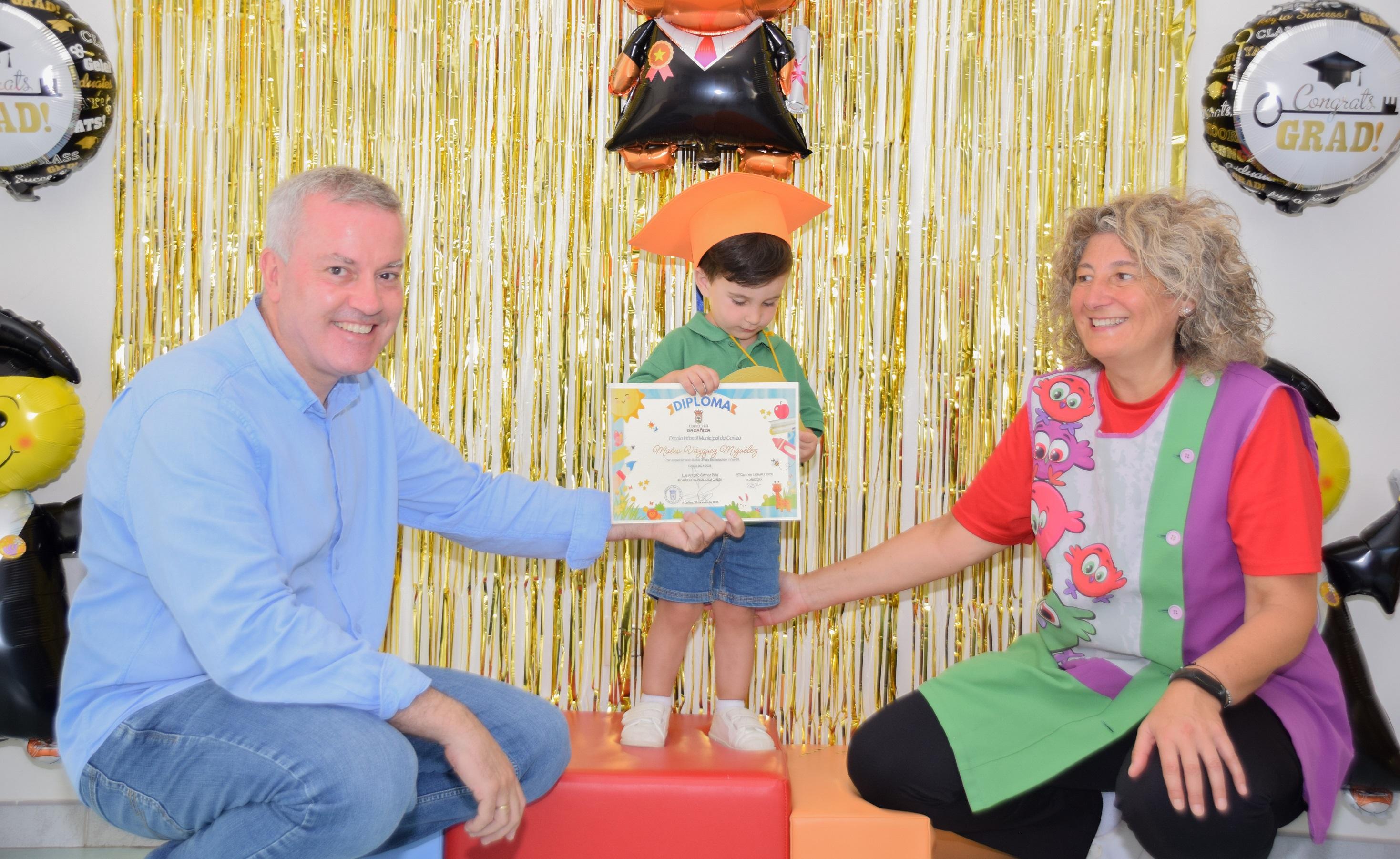  O Alcalde Luis Piña asistiu á Graduación dos alumnos de 3º curso da Escola Infantil Municipal da Cañiza  O pasado 30 de xuño celebrouse un emotivo acto de graduación na EIM da Cañiza, en homenaxe aos 17 nenos e nenas do último curso do ciclo 0 a 3 anos. Os pequenos protagonistas, con apenas tres anos, foron o centro dunha xornada chea de emoción, tenrura e orgullo para todos.  O acto contou coa presenza do Alcalde Luis Piña, quen visitou persoalmente o centro para acompañar ao alumnado e ás súas familias n