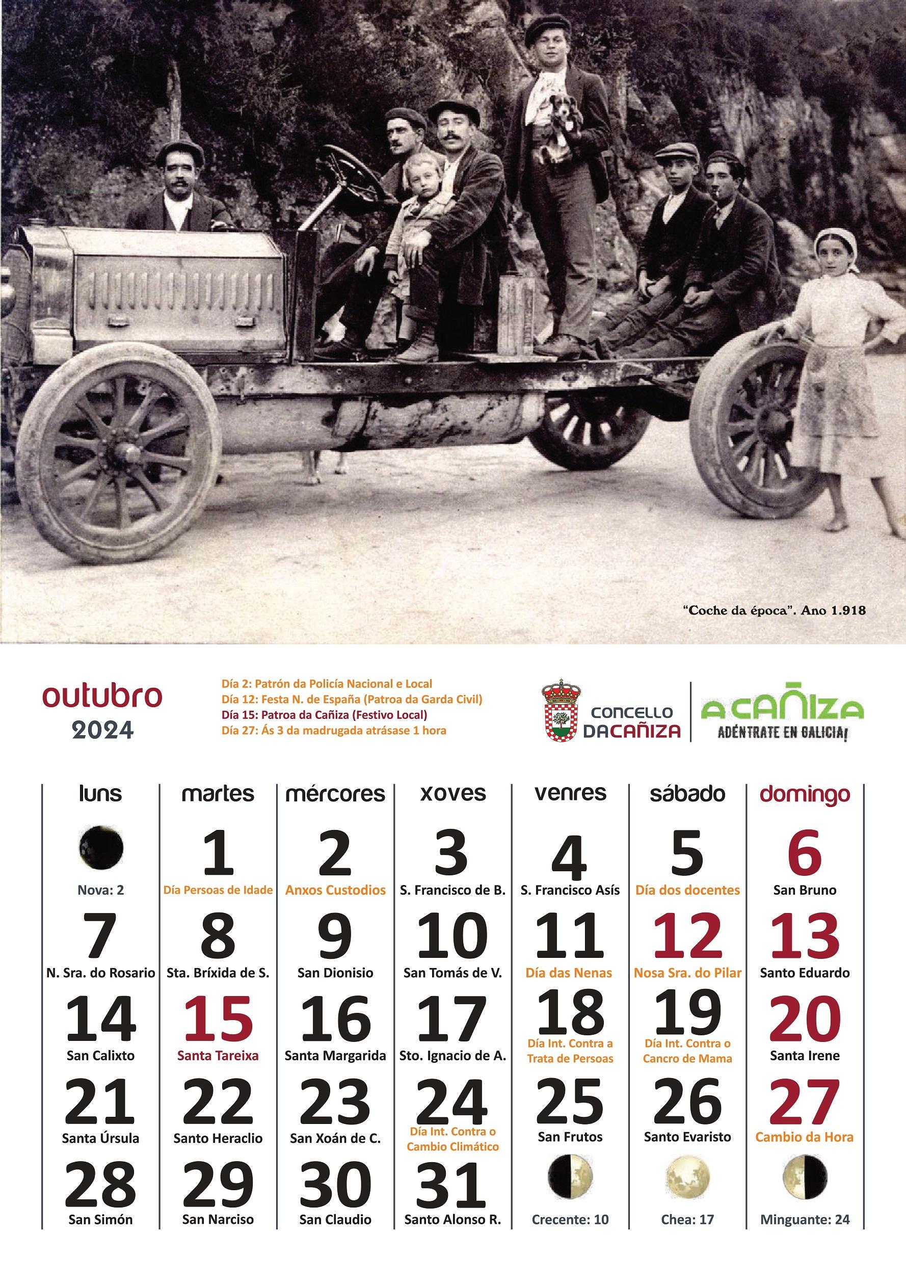 Calendario do Concello da Cañiza para o ano 2024