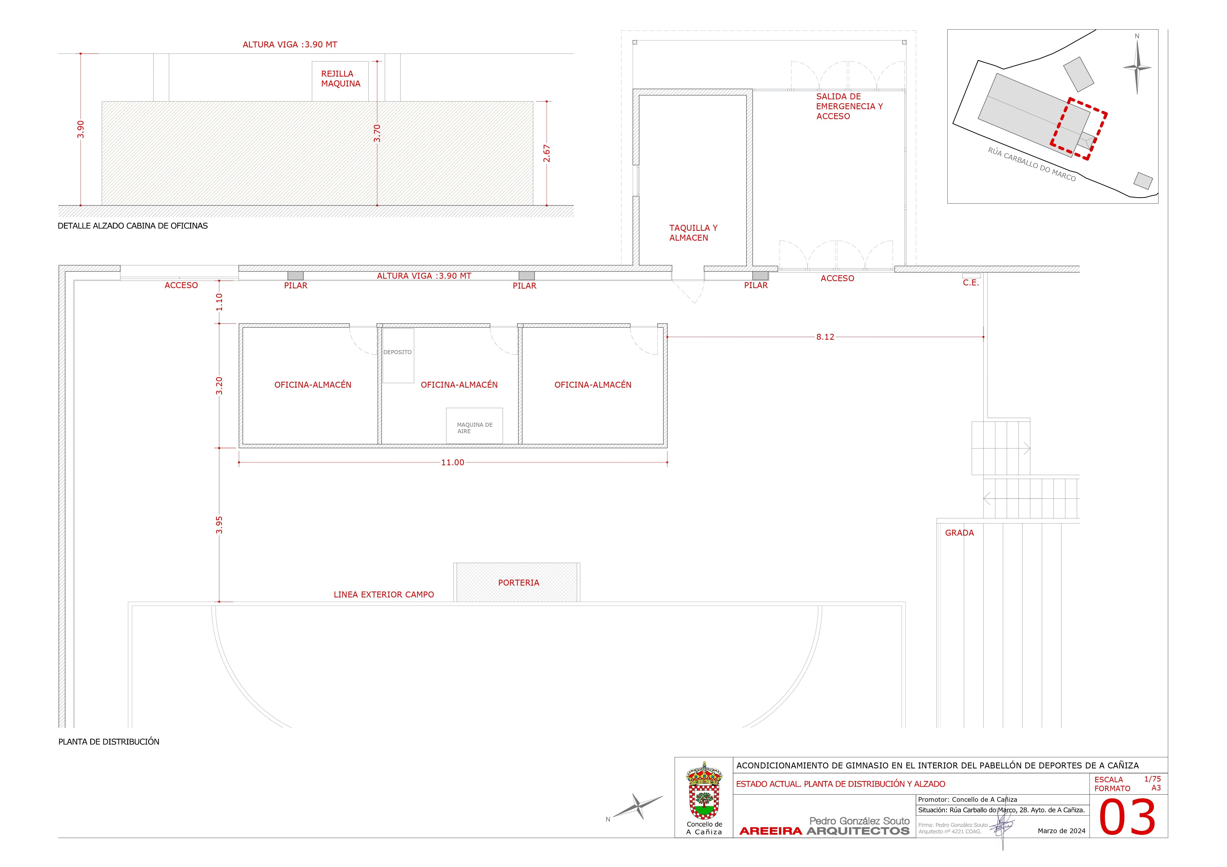 Adxudicamos as obras de acondicionamento dun ximnasio no interior do Pavillón de Deportes da Cañiza
