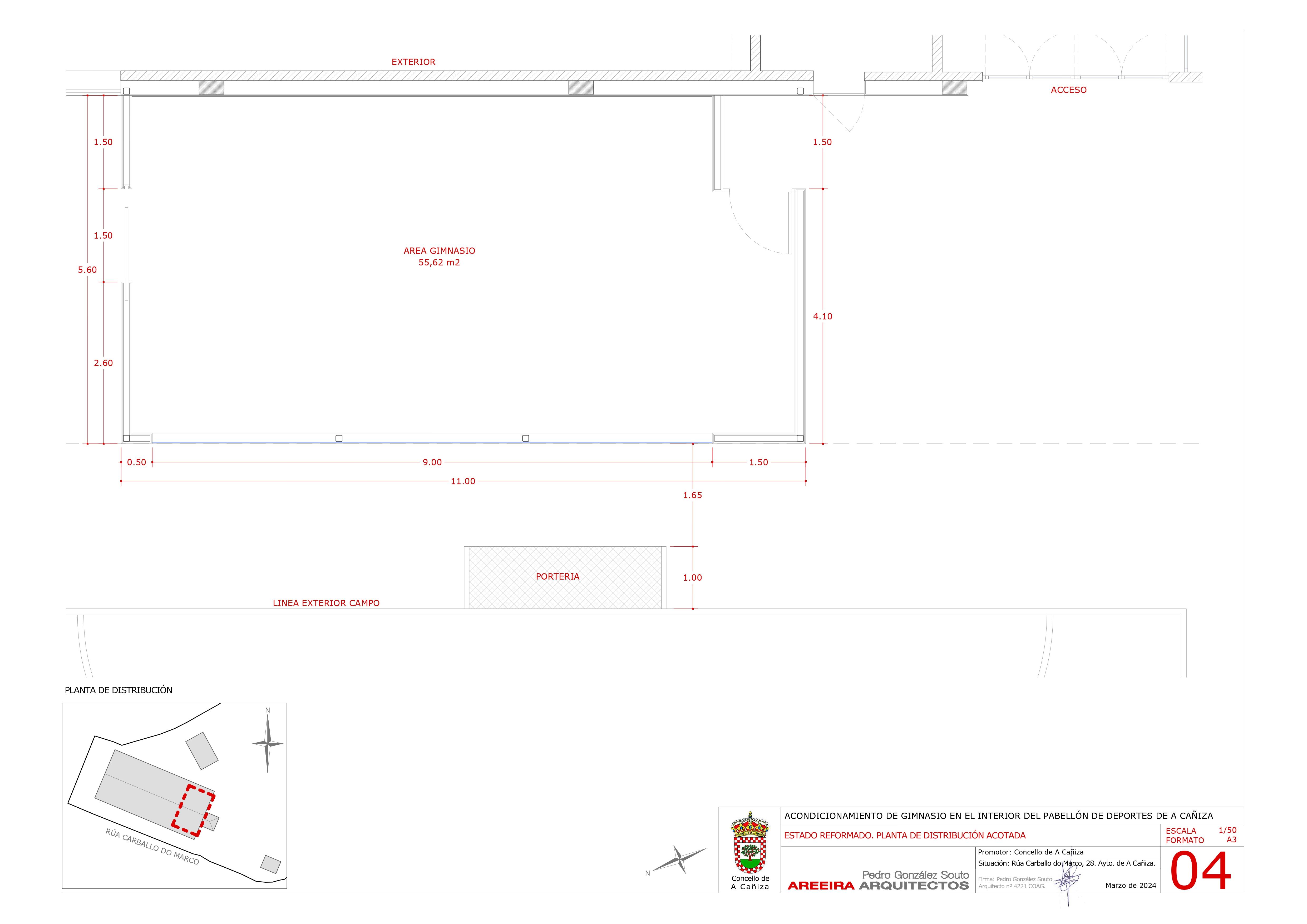 Adxudicamos as obras de acondicionamento dun ximnasio no interior do Pavillón de Deportes da Cañiza