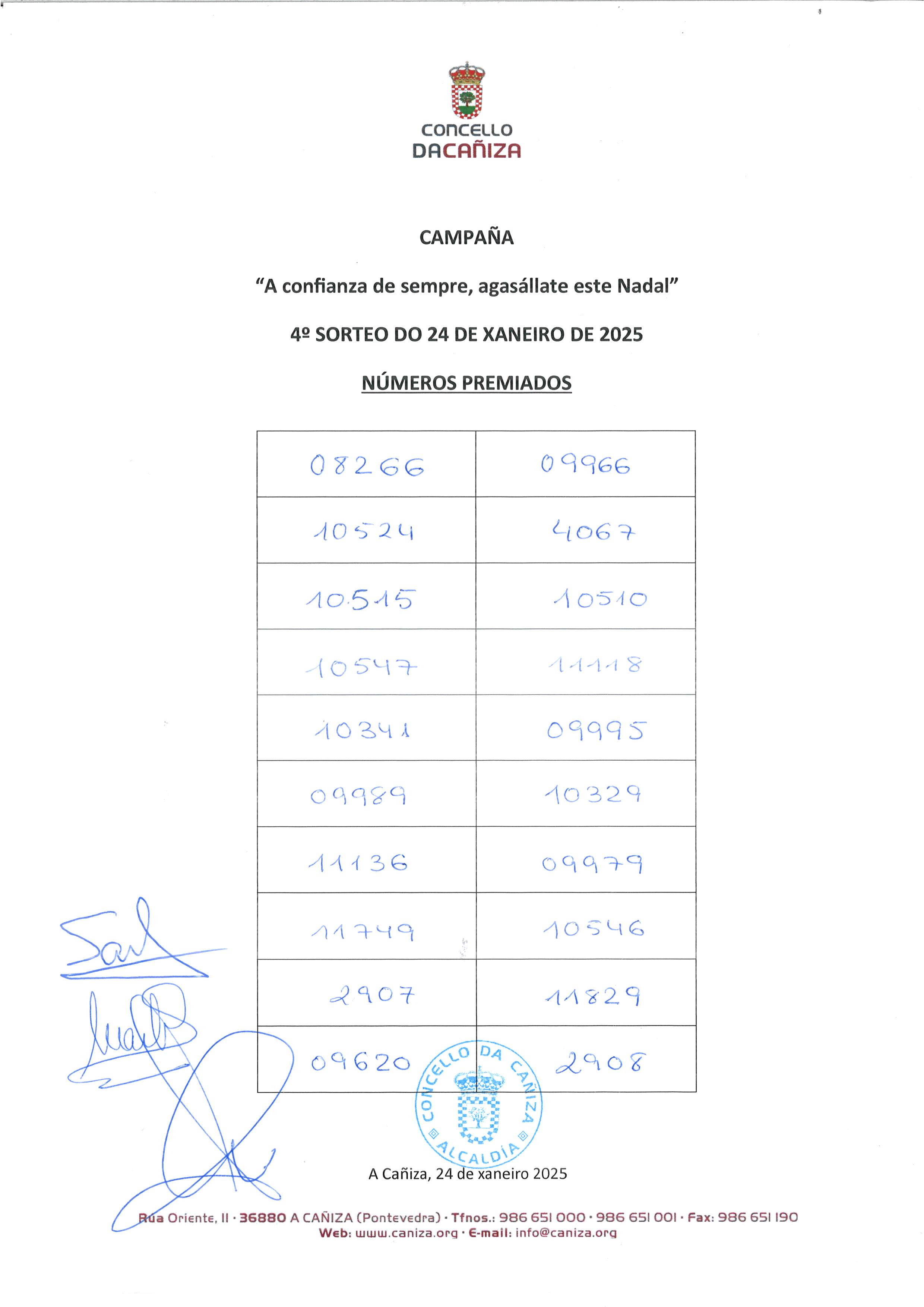 Números premiados no 4º sorteo da campaña «A Confianza de sempre, agasállate este Nadal»