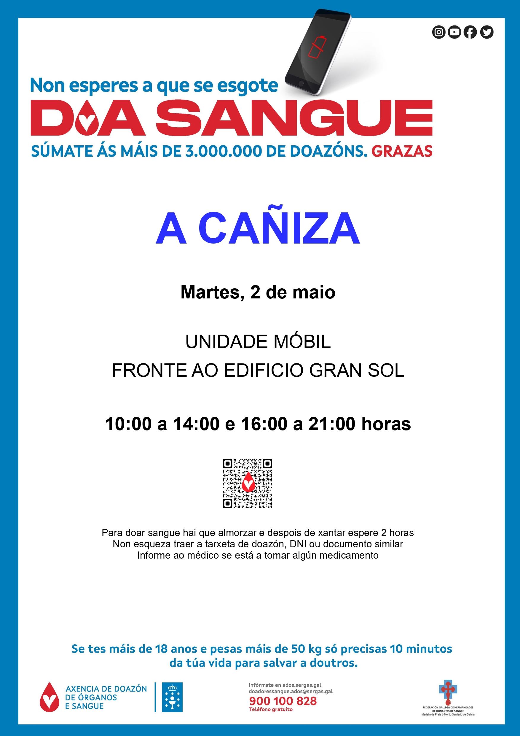 A axencia ADOS de doazón de sangue inicia o 2 de maio unha nova campaña na Cañiza