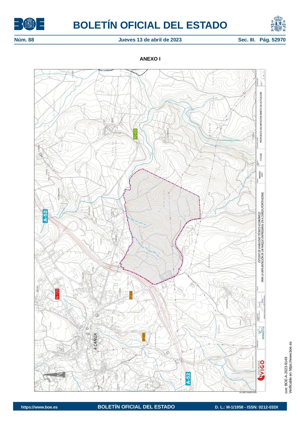 O Boletin Oficial do Estado publica o Convenio entre o Concello da Cañiza e Zona Franca de Vigo para desenvolver un novo parque empresarial de 846.000 m2 na Cañiza.