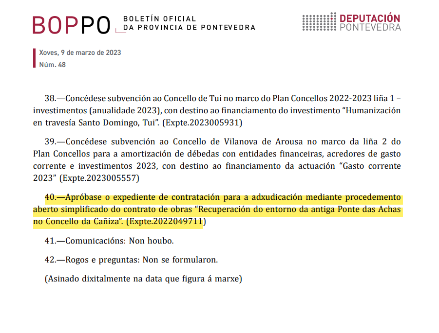 Esta tarde nos reunimos cos veciños de Achas para presentarlle o proxecto de rehabilitación da Ponte de Achas e a súa contorna