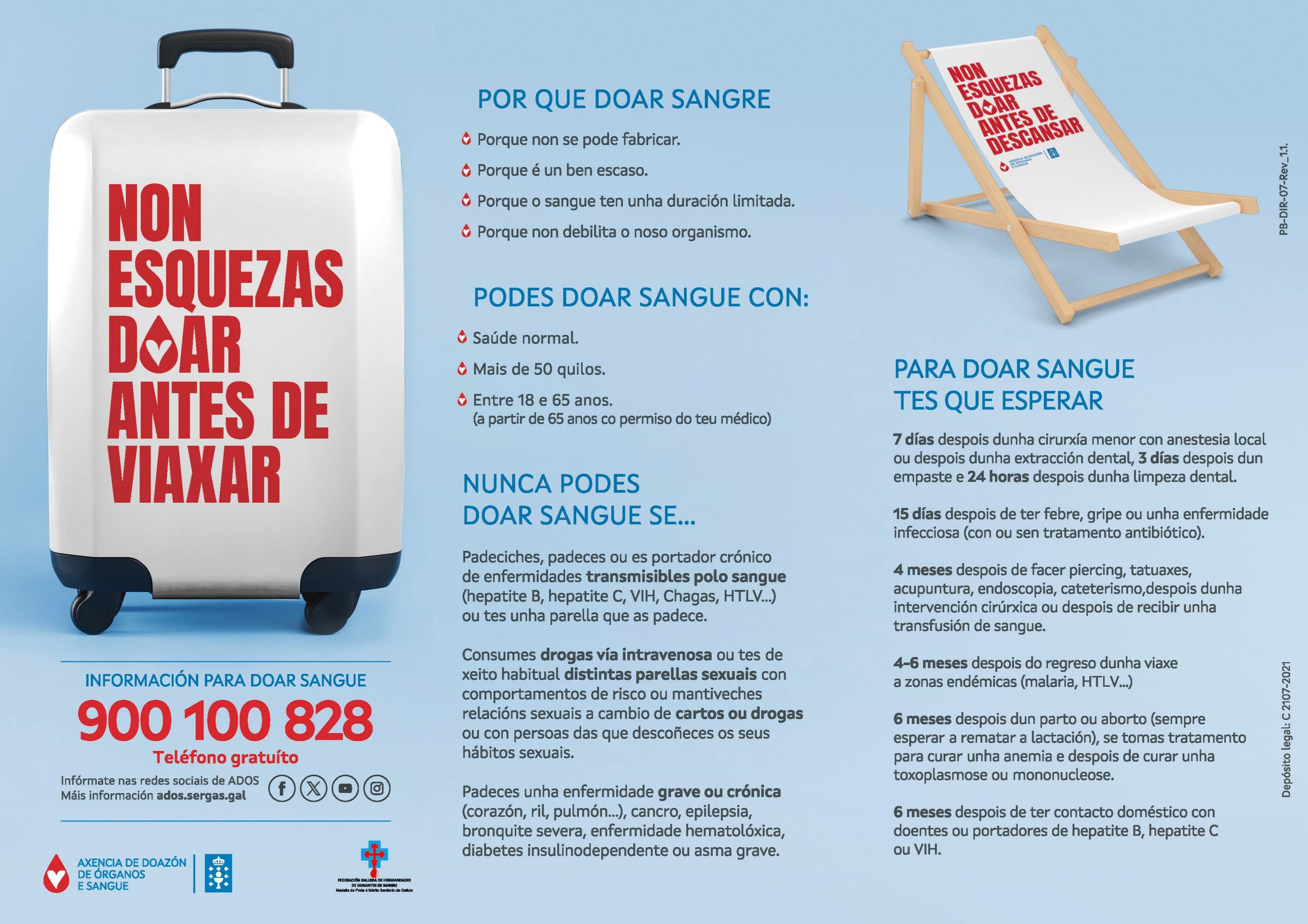 DOAZON DE SANGUE.  Martes 8 de xullo de 2025. A Unidade Móbil de ADOS estará de volta na Cañiza de 10h a 14h e de 16h a 21h 