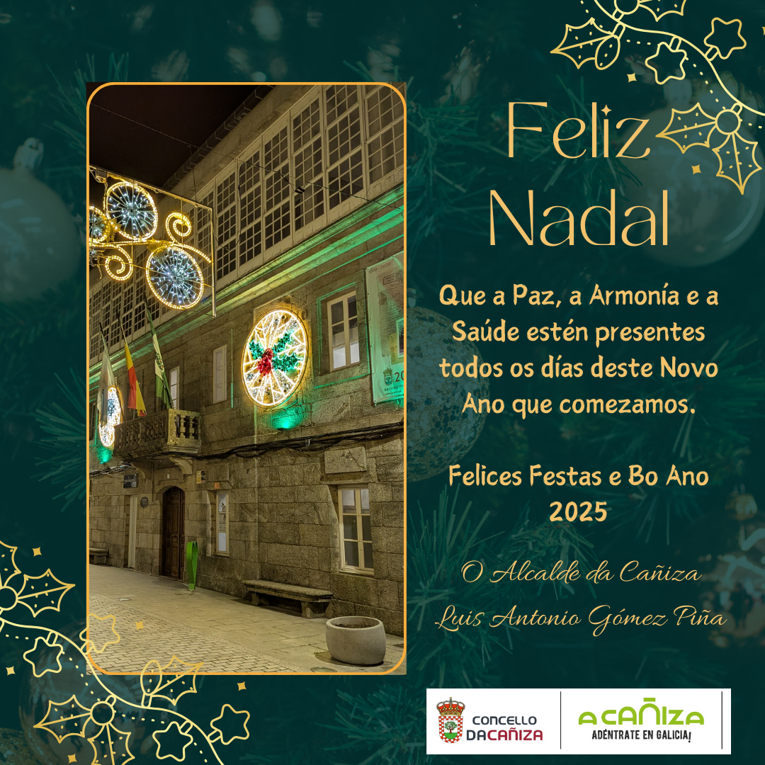 Postal de Nadal do Concello da Cañiza.  Feliz Ano 2025