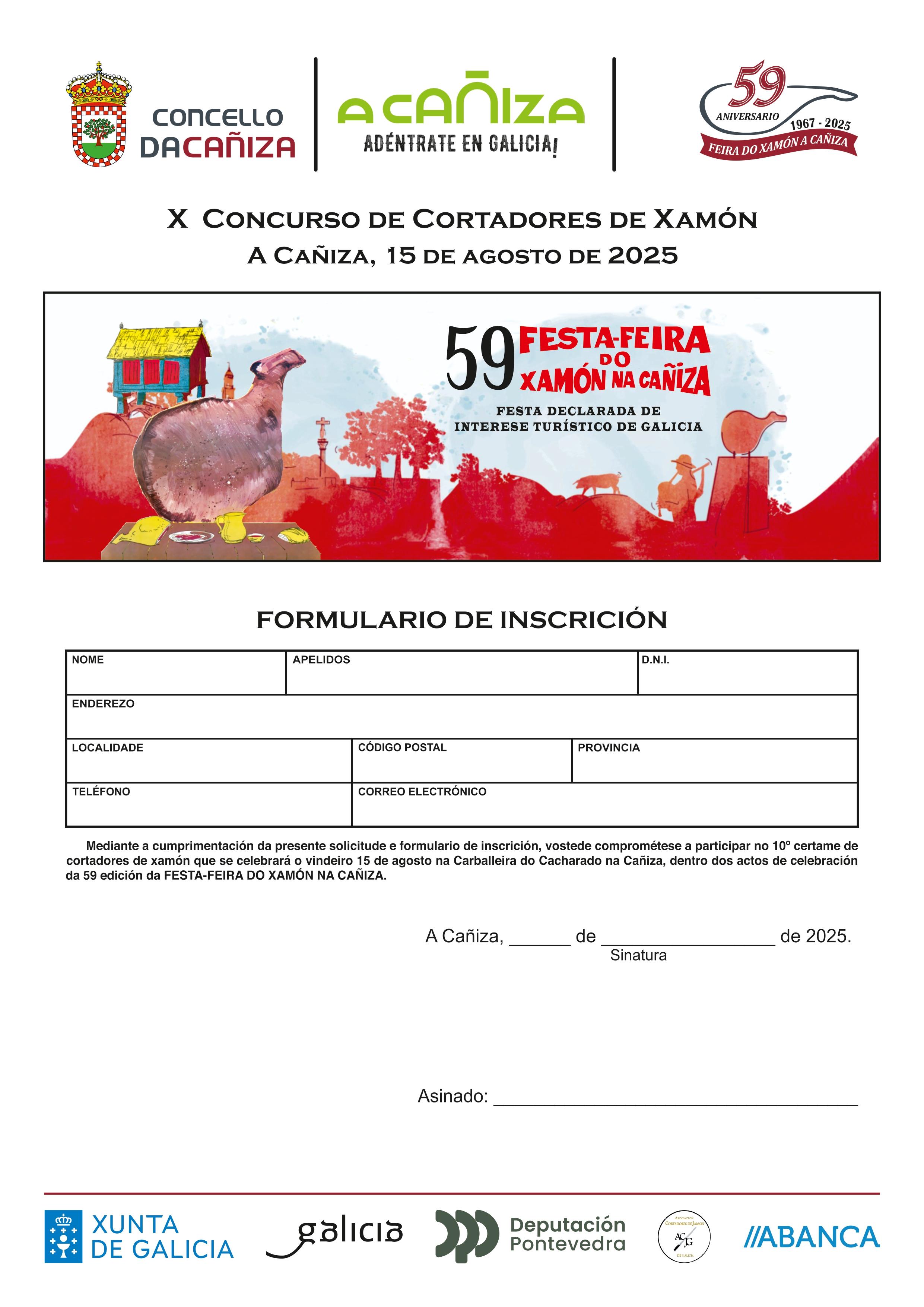  X Concurso de Cortadores de Xamón do 15 de agosto 2025: Bases e formulario de inscrición