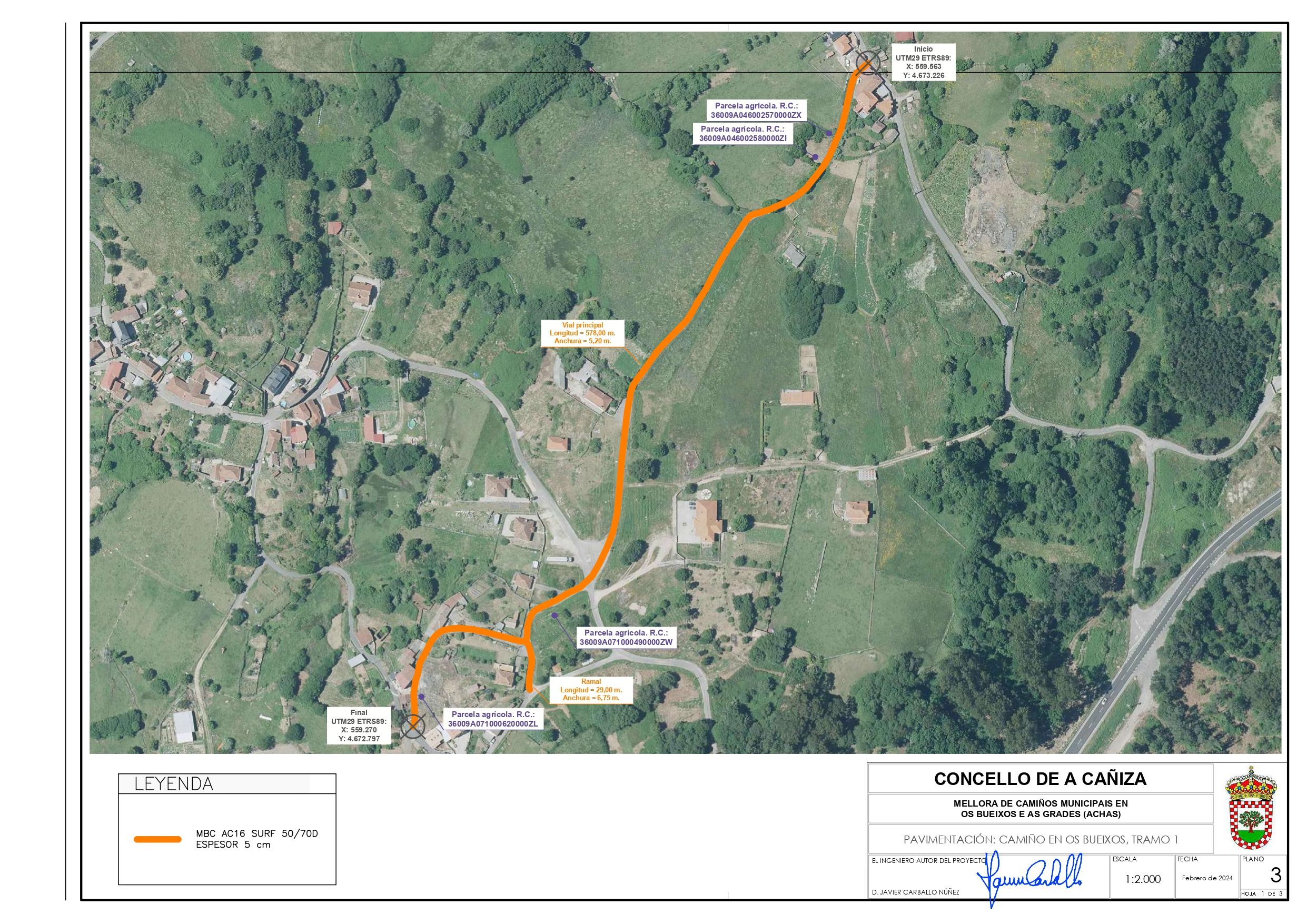 O Alcalde visita as obras de mellora das pistas municipais incluídas no  PLAN CAMIÑOS 2024/2025, cun investimento de 112.655,01