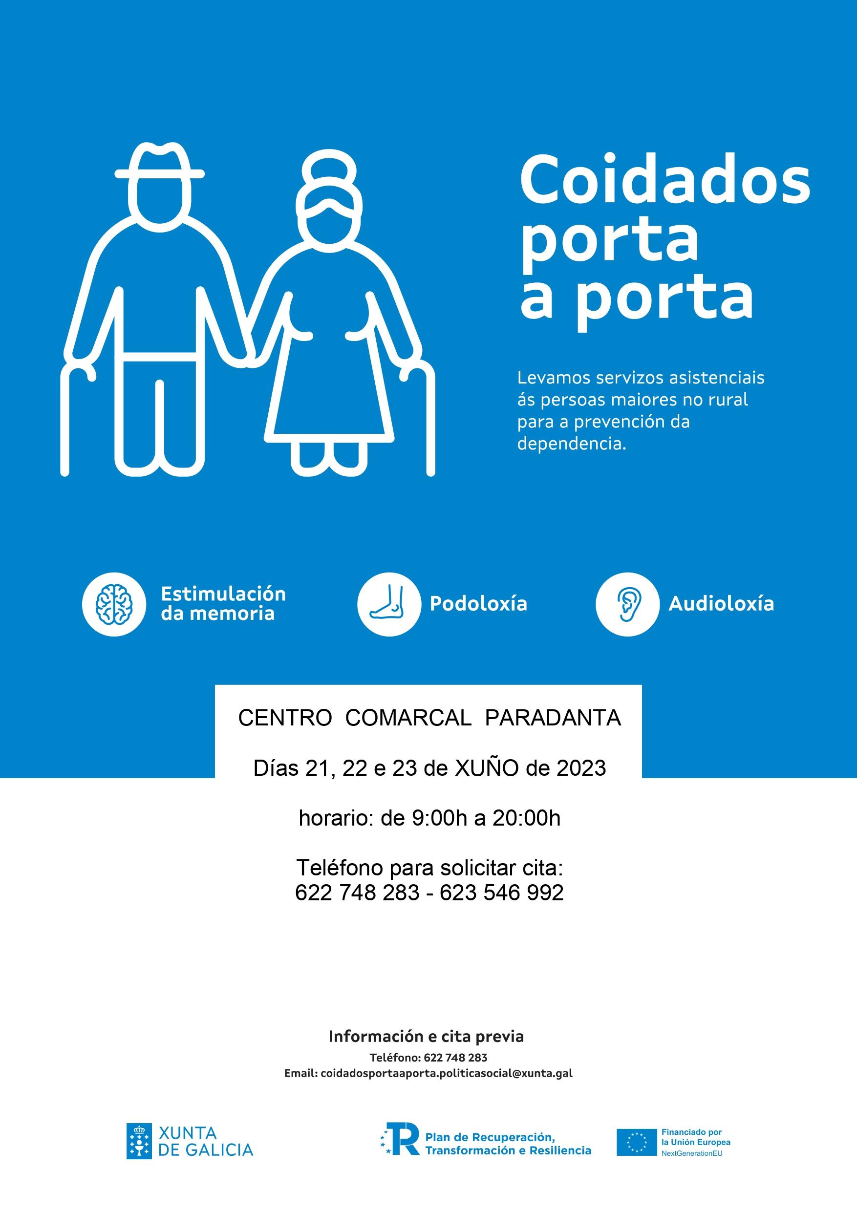 Volve o servizo asistencial «COIDADOS PORTA A PORTA» da Xunta de Galicia que atenderá na Cañiza os días 21,22 e 23 de xuño