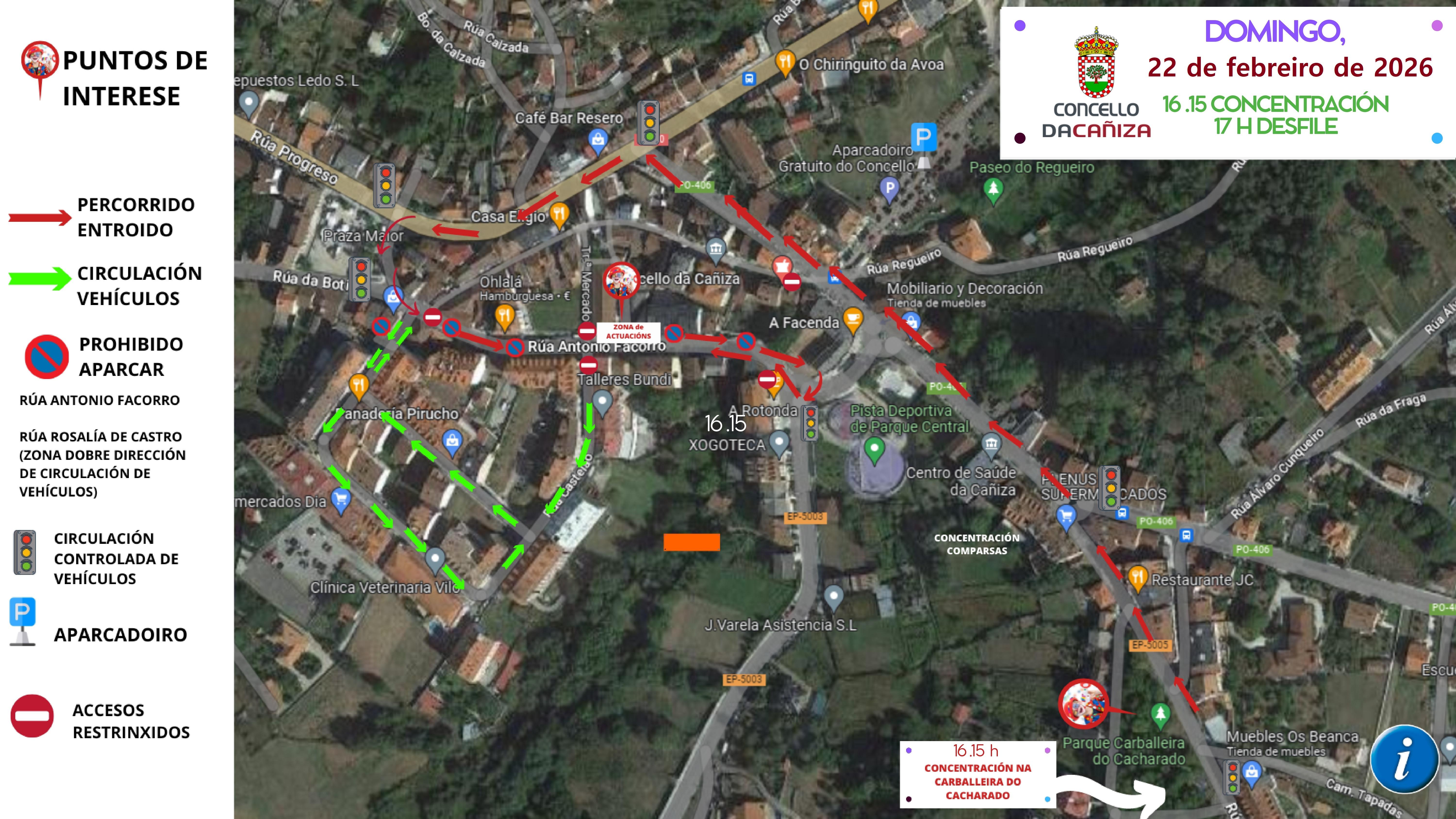 Plano do percorrido das comparsas 