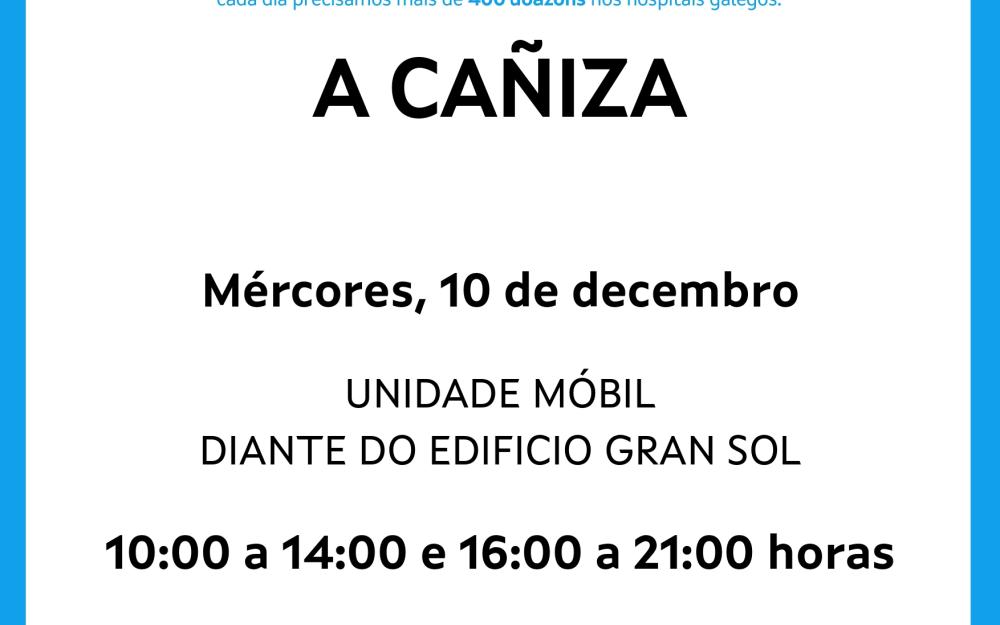 A unidade Móbil de ADOS estará na Cañiza o 10 de decembro de 2025 en horario de 10 a 14h e de 16 a 21h