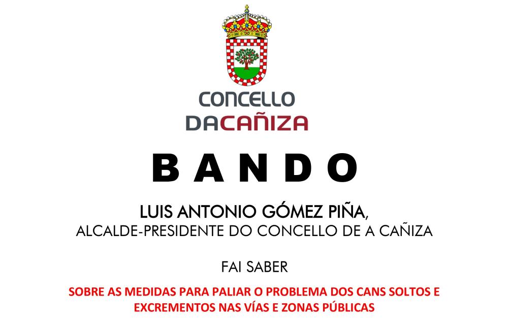 Bando con medidas para que os animais non estén soltos nin defequen nas zonas públicas