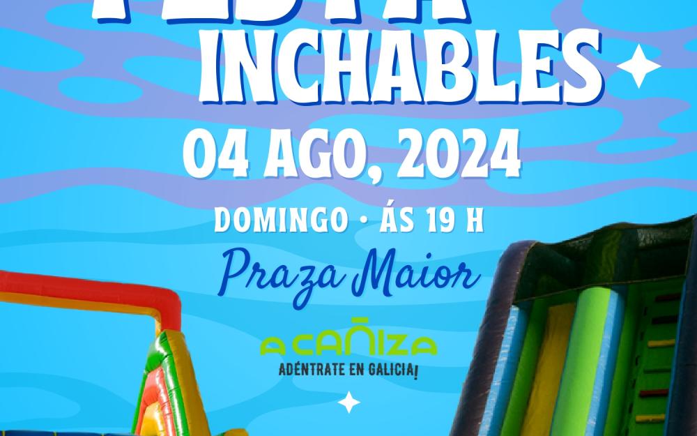 Festa de inchables na Praza Maior da Cañiza. 4 de agosto de 2024