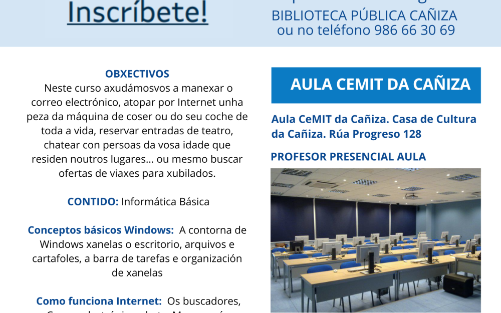 Curso de alfabetización informática dirixido a xubilados en pensionistas