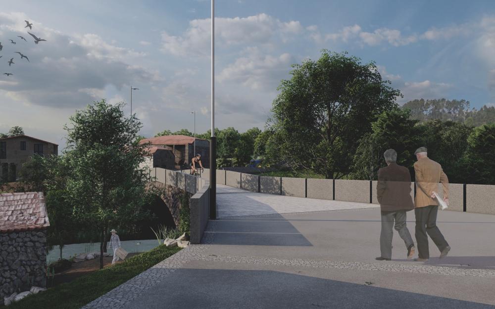 obras de mellora da seguridade viaria e mobilidade peonil no trazado antigo que discorre sobre a Ponte,