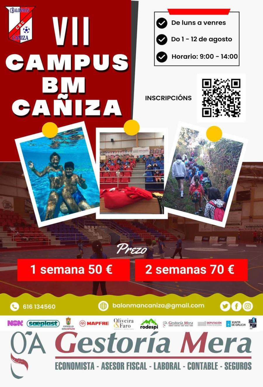 VII campus deportivo Balonman Cañiza do 1 ao 12 de agosto para nenos de 4 a 16 anos