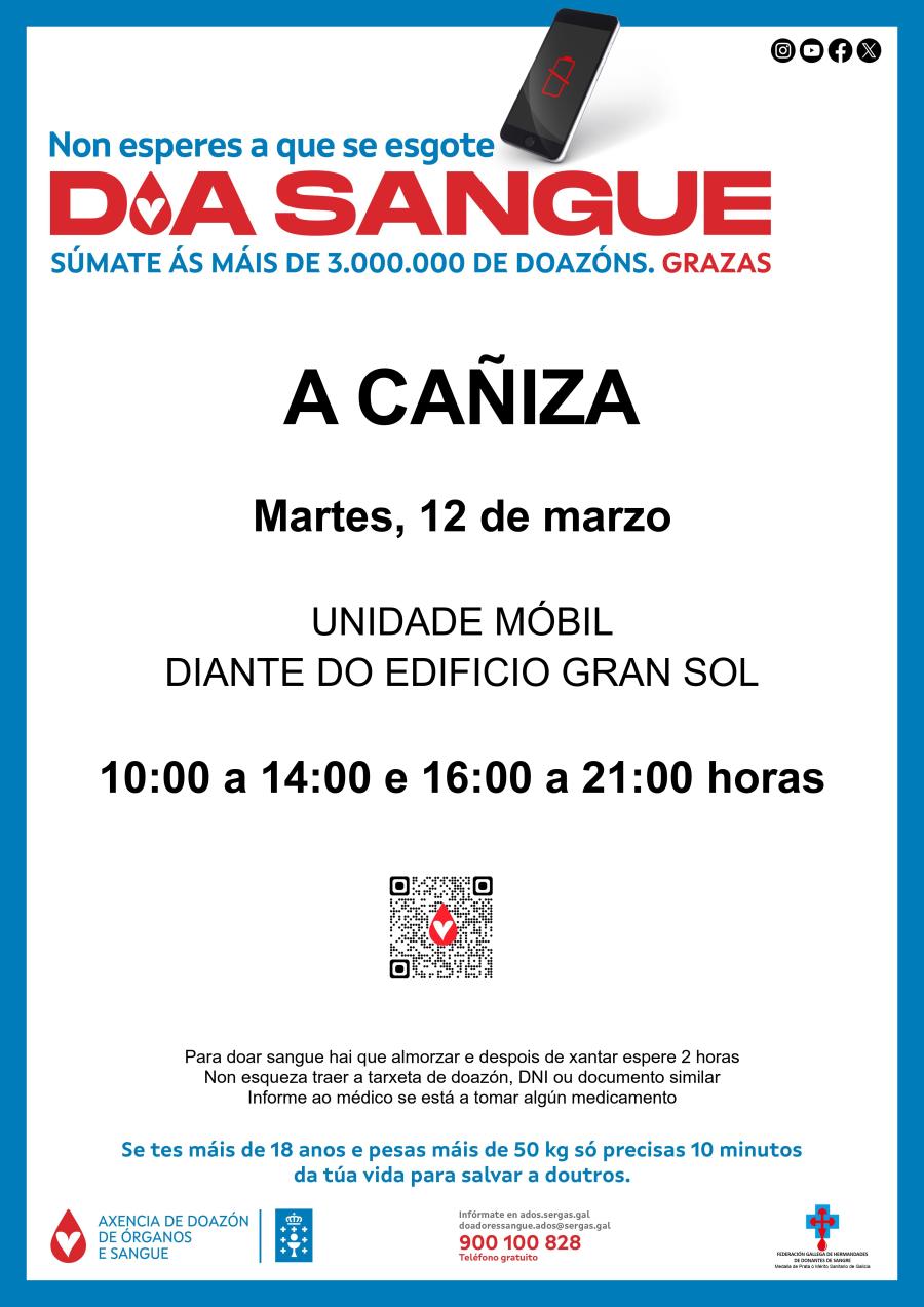 A unidade Móbil de ADOS estará na Cañiza o 12 de marzo de 2024 en horario de 10 a 14h e de 16 a 21h