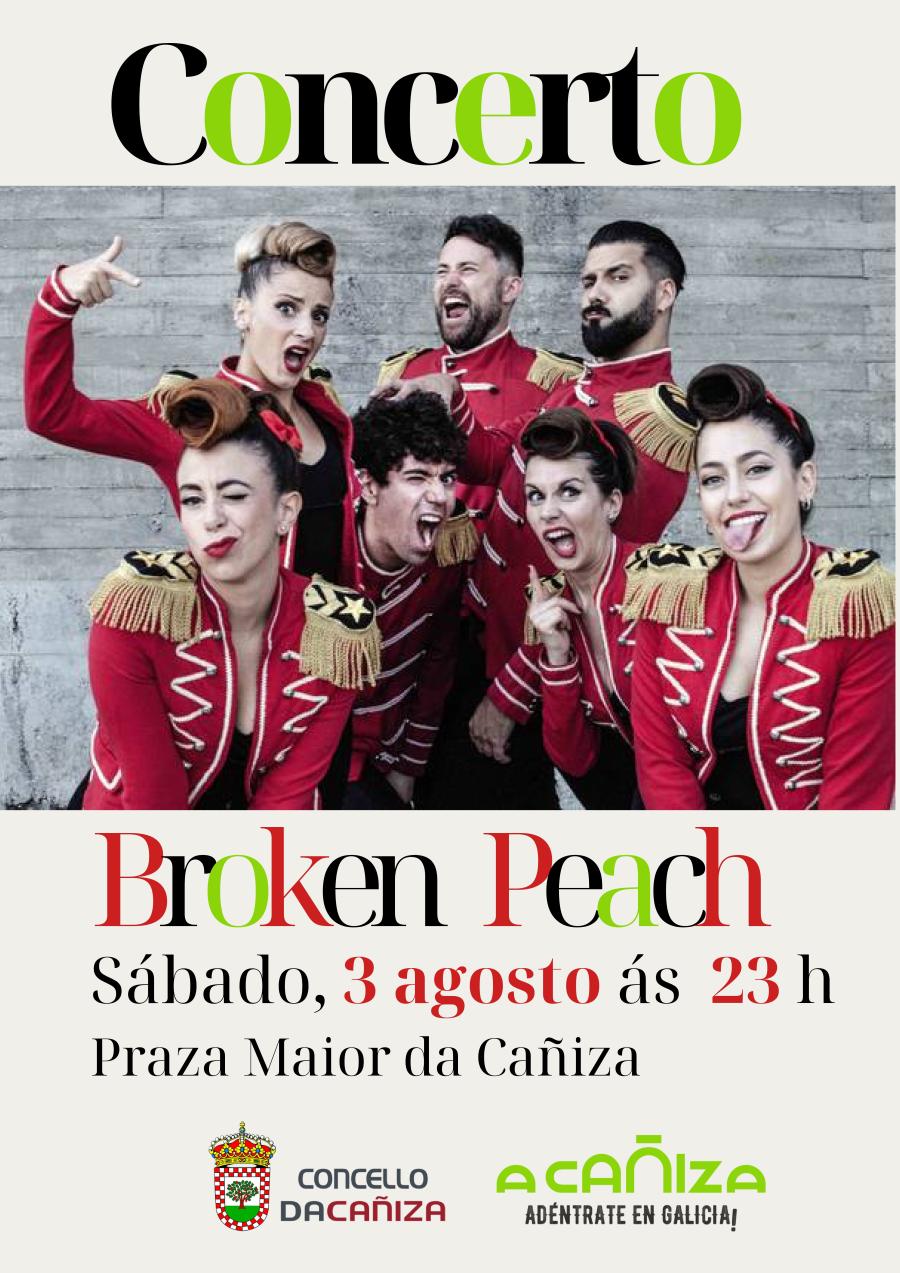 Concerto musical con «De Broken Peach». Sábado 3 de agosto, ás 23h na Praza Maior da Cañiza