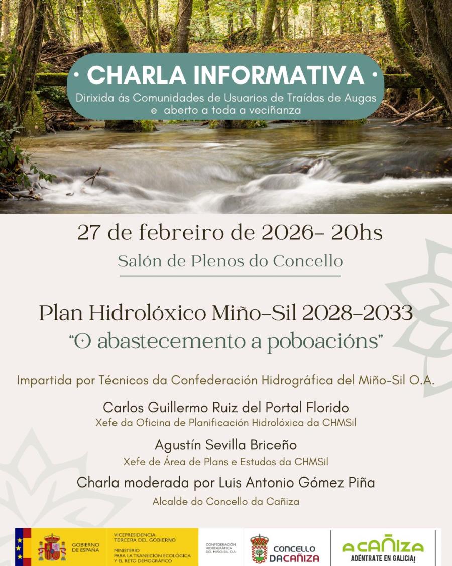  Charla informativa sobre o  «Plan Hidrolóxico Miño-Sil 2028-2033», de interese para as Comunidades de Traídas de Augas