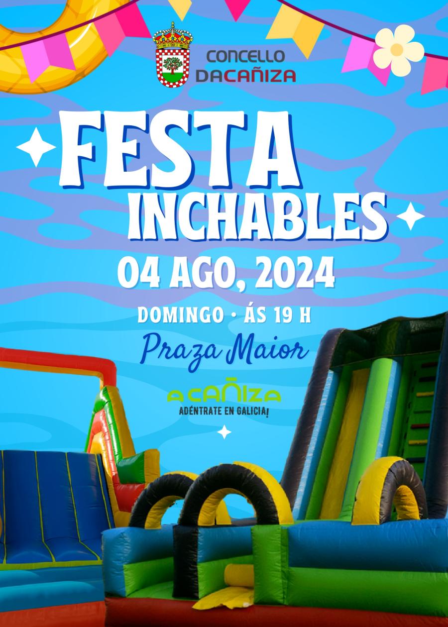 Festa de inchables na Praza Maior da Cañiza. 4 de agosto de 2024